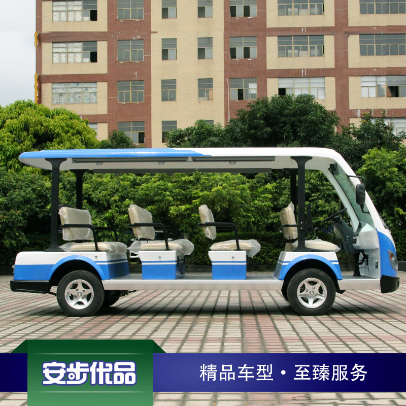 11座电动观光车_蓝白色_电动游览观光车_景区观光车_接驳观光车_工厂观光车_朗晴观光车